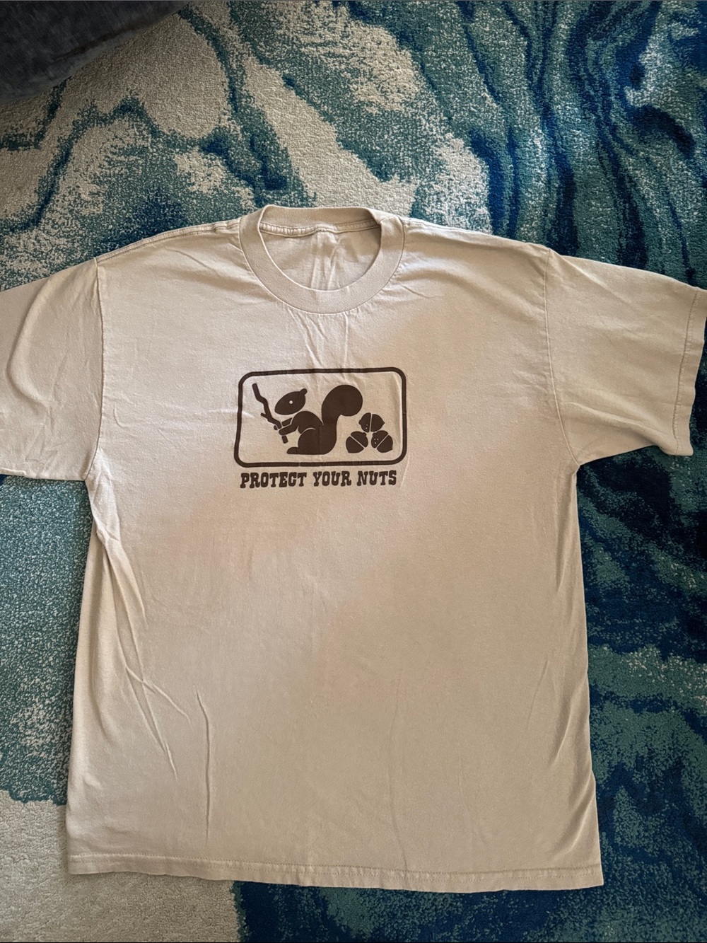 Vintage Beige Graphic Tee "Protect Your Nuts"